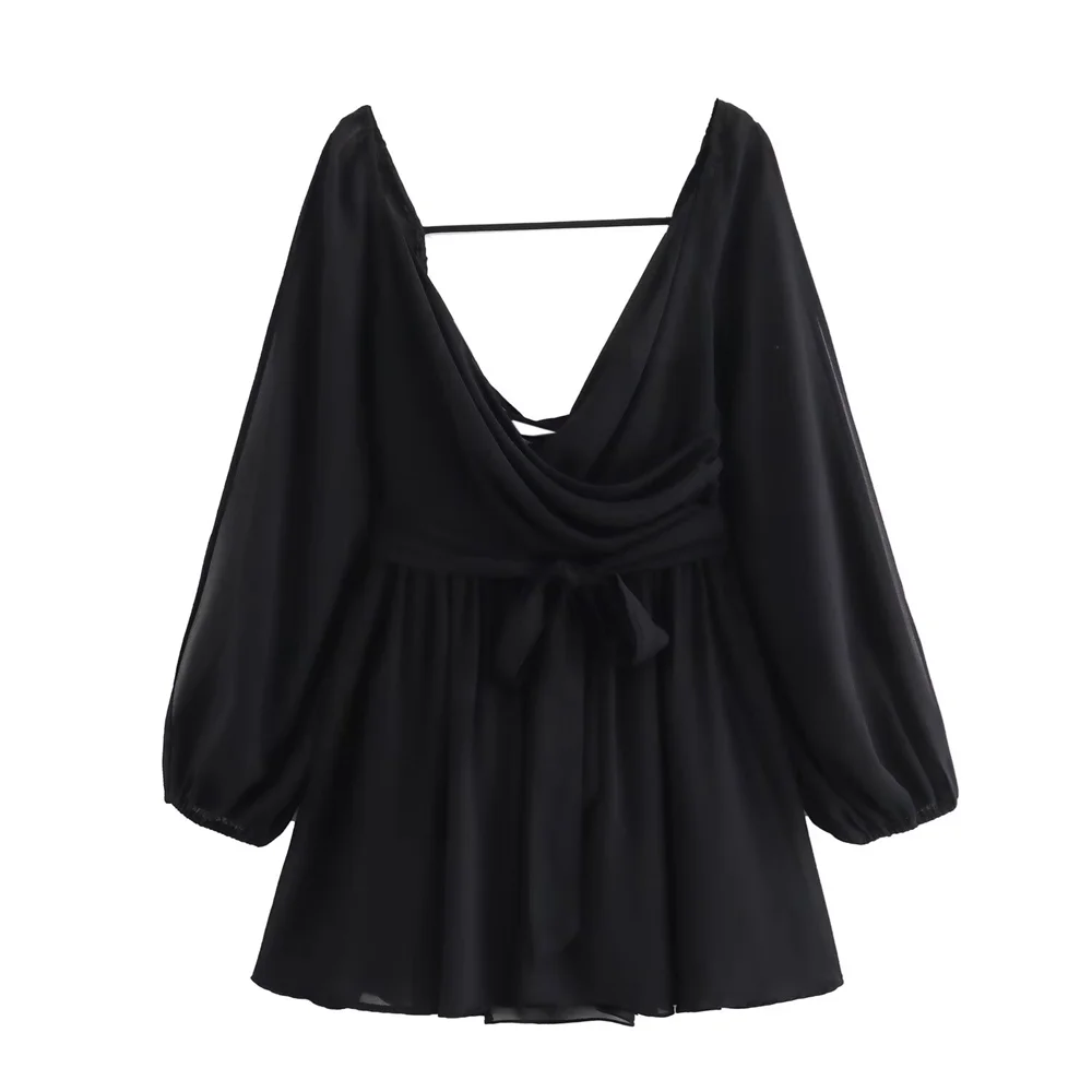 Dam Topp Leopardmönster V-Hals Polyester Festtoppar-4