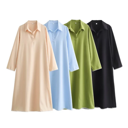 Långklänning Dam Lös Passform Polyester för Fest och Avslappnade Tillfällen-6