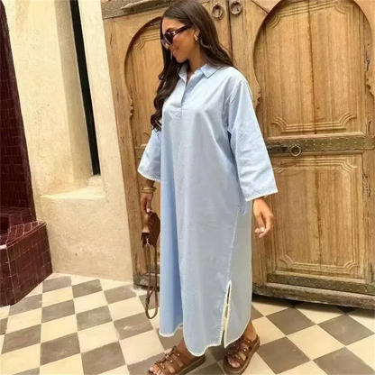 Långklänning Dam Lös Passform Polyester för Fest och Avslappnade Tillfällen-5