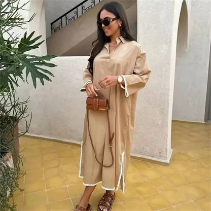 Långklänning Dam Lös Passform Polyester för Fest och Avslappnade Tillfällen-4