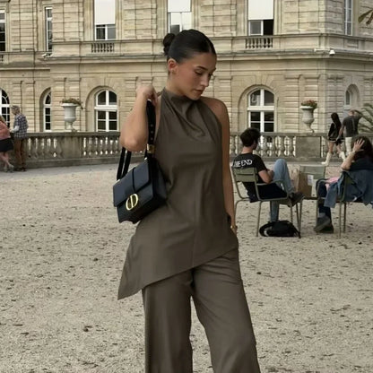 Dam Top och Långa Byxor i Polyester för Sommarträningskläder-4