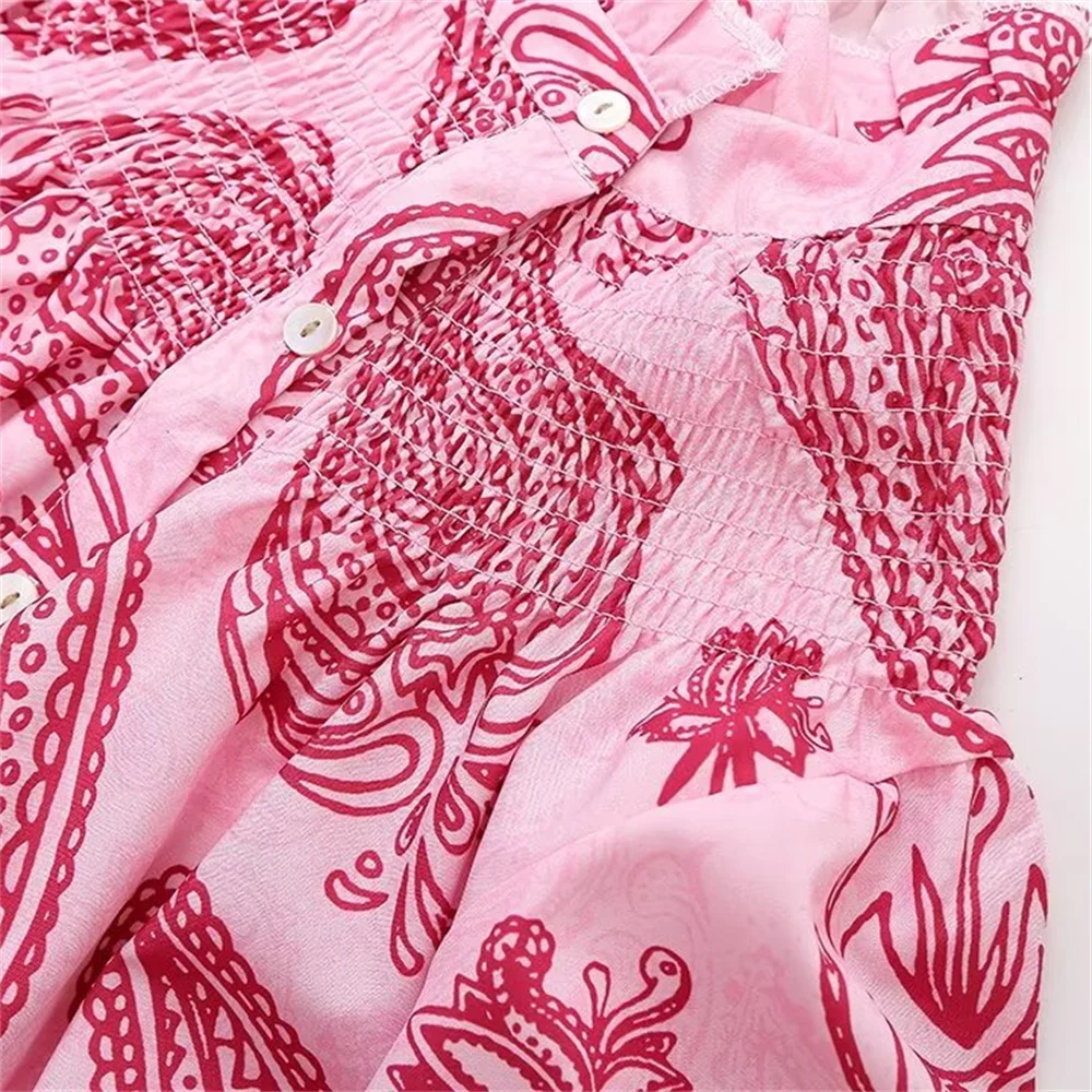 Dam Casual Topp Ståkrage Tryckt Polyester-5