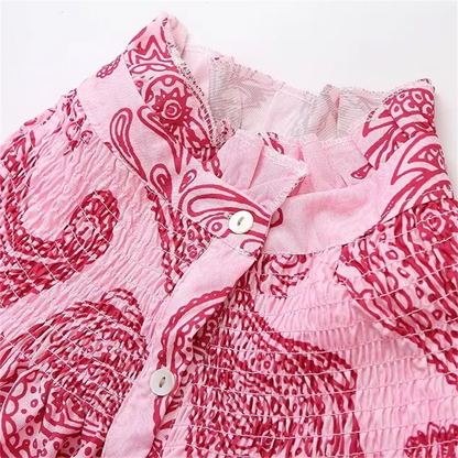 Dam Casual Topp Ståkrage Tryckt Polyester-3