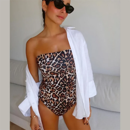 Dam Jumpsuit Avslappnad Leopardmönster 100% Polyester 2