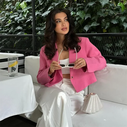 Damjacka Avslappnad Sommarstil Blandat Tyg-4