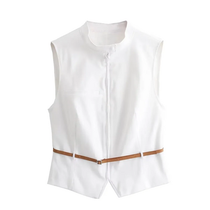 Dam Tank Top med Bältesdetalj Rynkekjol i Bomull-2