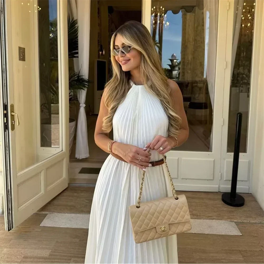 Fina Dam Klänningar Lång Veckad Polyester 5