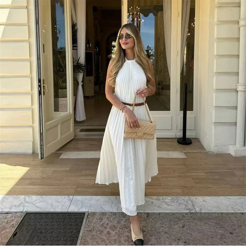 Fina Dam Klänningar Lång Veckad Polyester 4