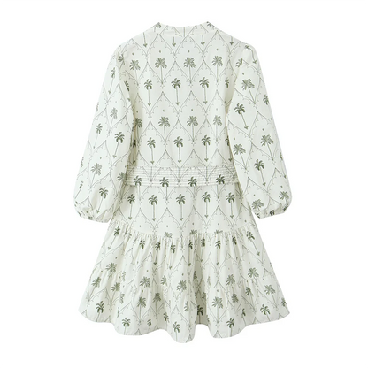 Dam Festtoppar V-ringad Tryckt Bomull-6