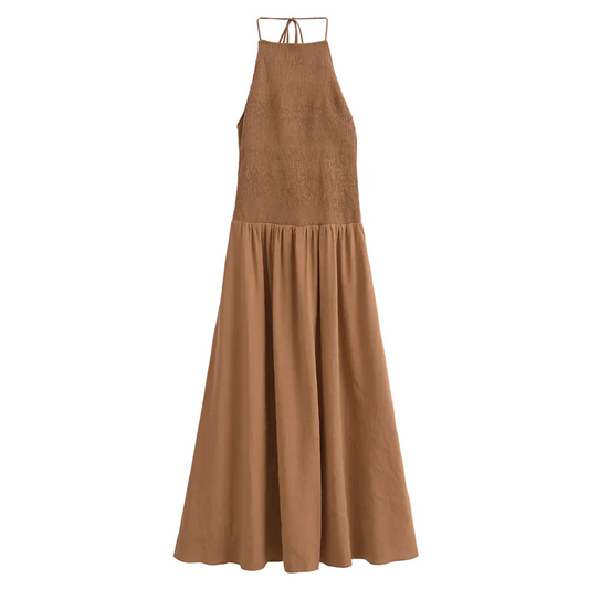 Dam Klänning Öppen Rygg Snäv Polyester-1