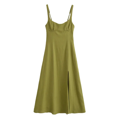 Dam Sommarklänning Delad Linne med Hängande Bälte 5