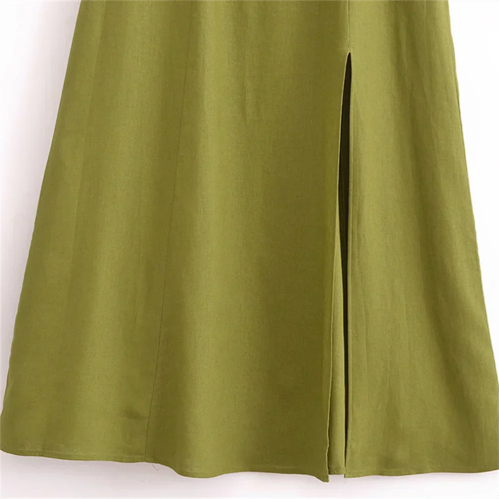 Dam Sommarklänning Delad Linne med Hängande Bälte 2