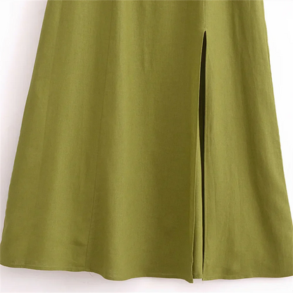 Dam Sommarklänning Delad Linne med Hängande Bälte 2