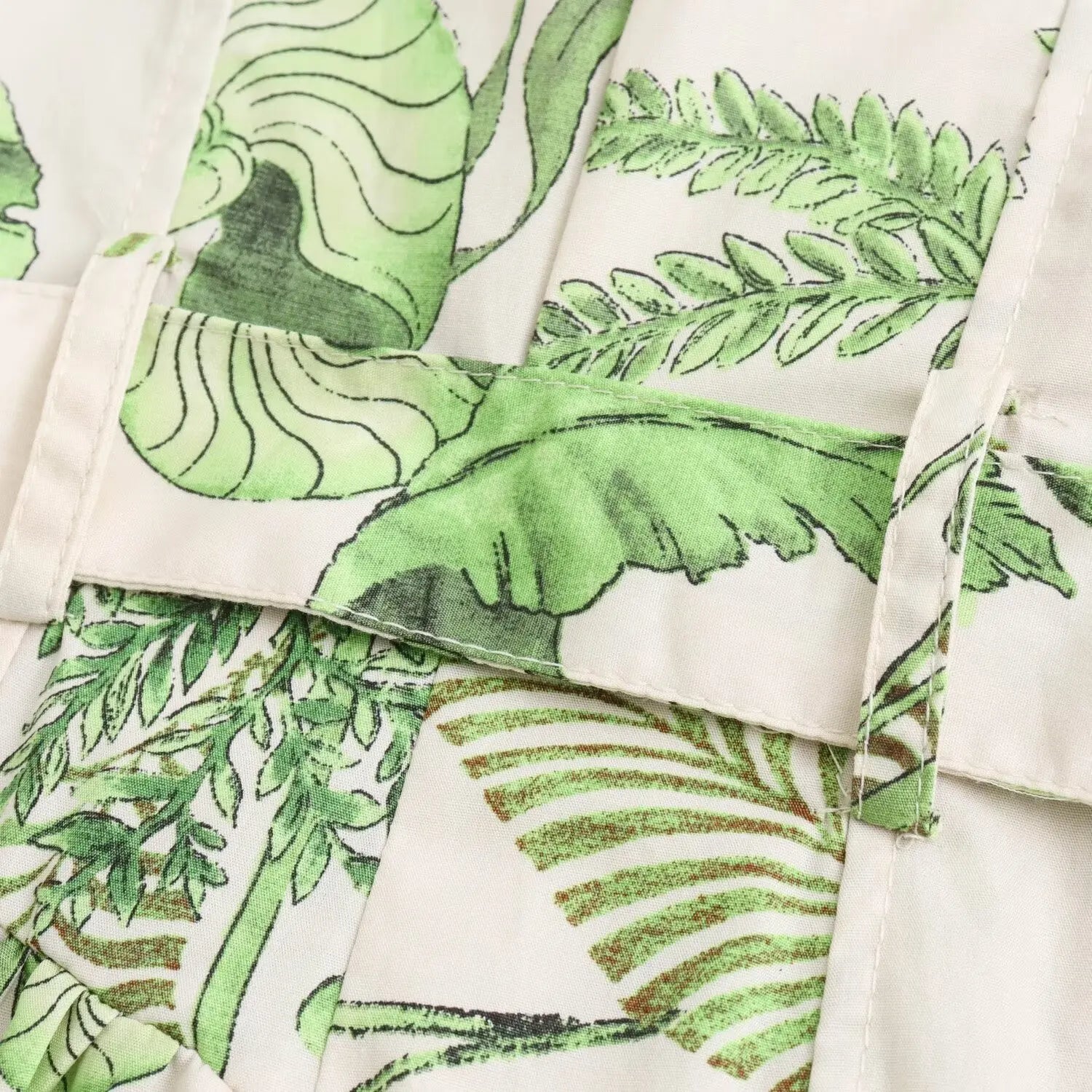 Dam Boho Blus Löst Passform Viskos med Växtmotiv-4