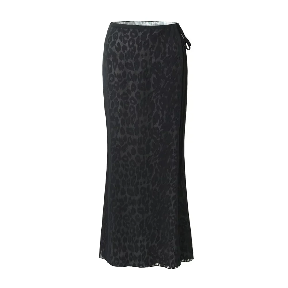 Dam Halbrock Snäv Leopardmönster Polyester-1