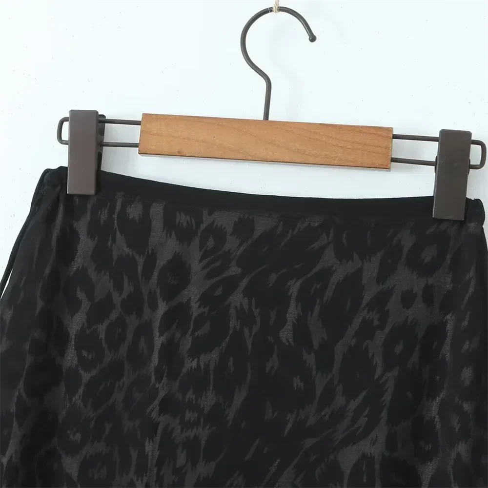 Dam Halbrock Snäv Leopardmönster Polyester-3