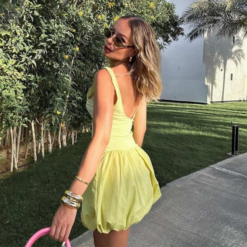 Dam Kort Klänning Sommar Polyester Normal Passform-3