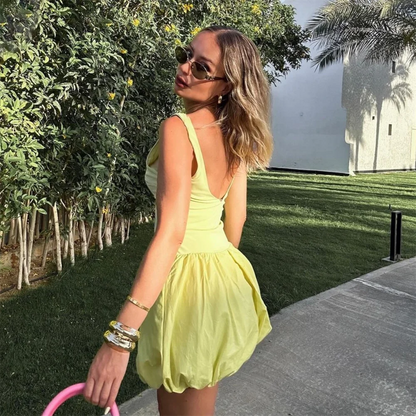 Dam Kort Klänning Sommar Polyester Normal Passform-3