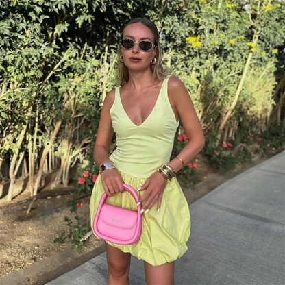 Dam Kort Klänning Sommar Polyester Normal Passform-2