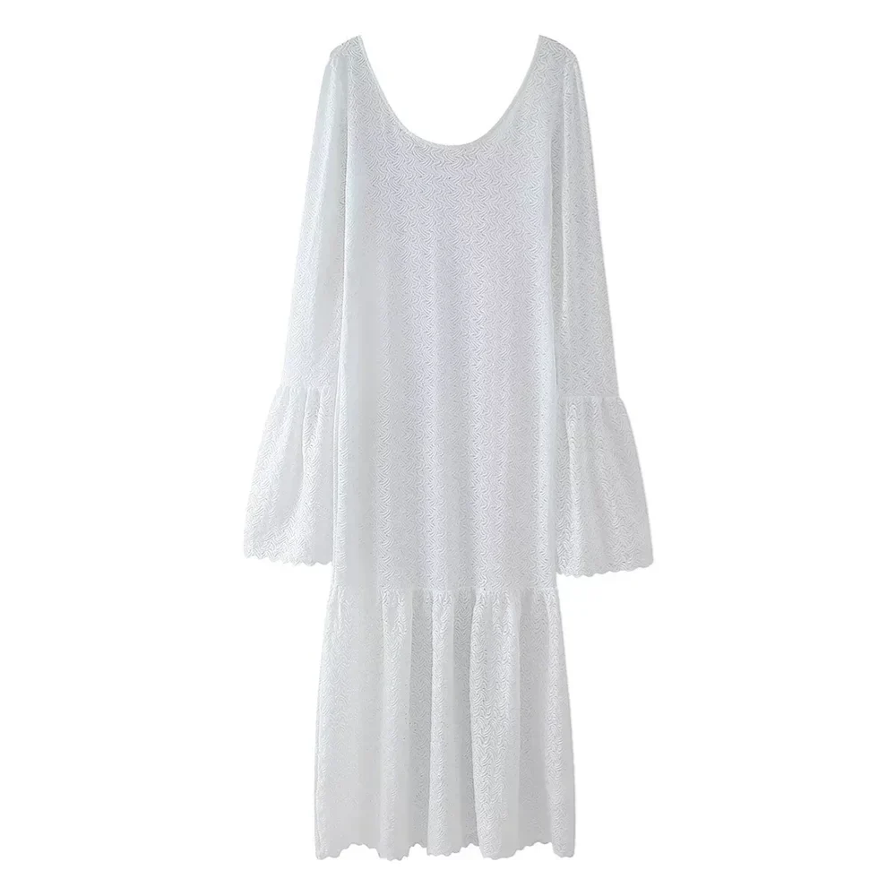 Dam Långklänning U-Hals Enkel Design 100% Polyester Elegant Festklänning-2