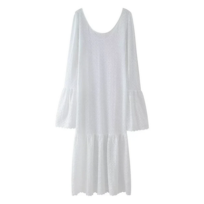 Dam Långklänning U-Hals Enkel Design 100% Polyester Elegant Festklänning-2