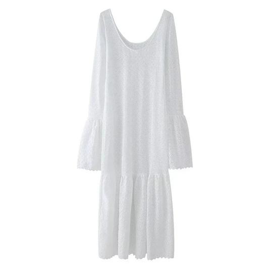 Dam Långklänning U-Hals Enkel Design 100% Polyester Elegant Festklänning-1