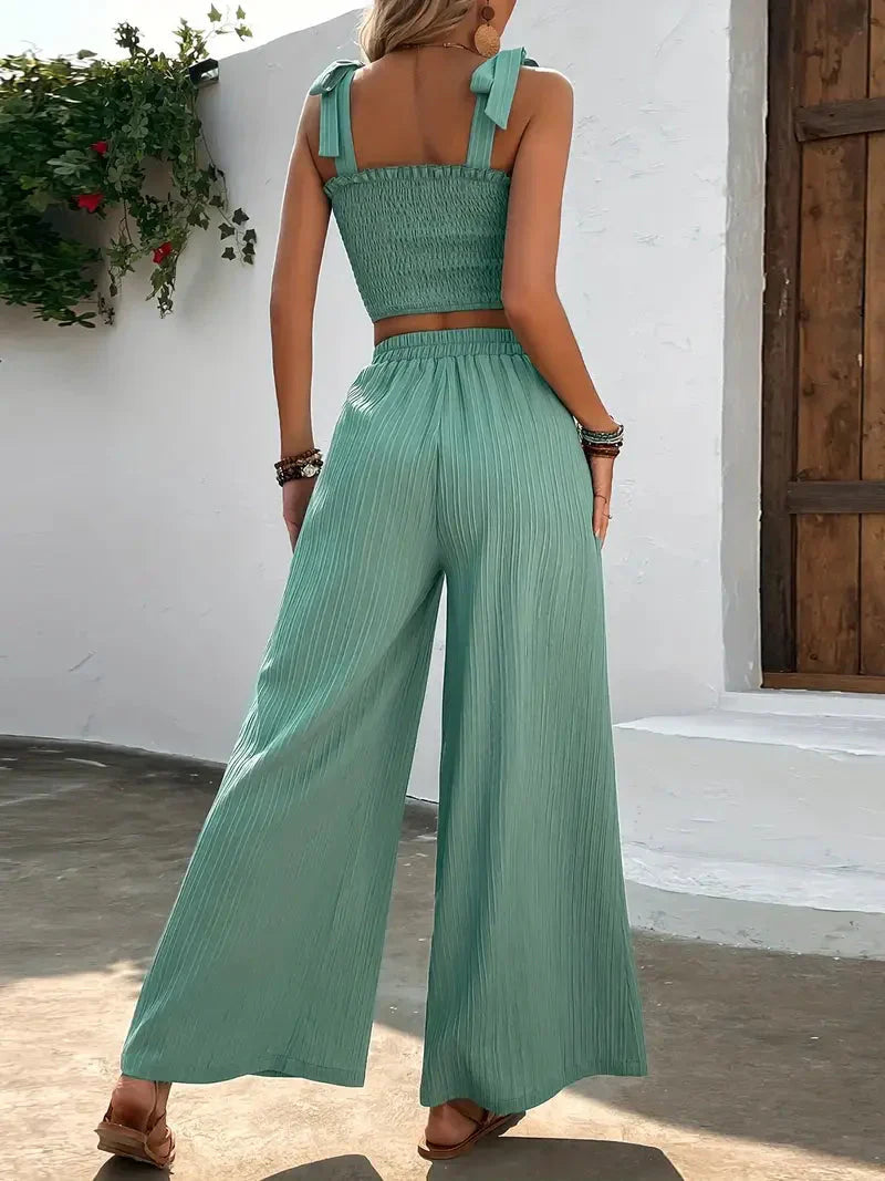 Tvådelat Set Dam Topp och Byxor Polyester Trendig Design-2