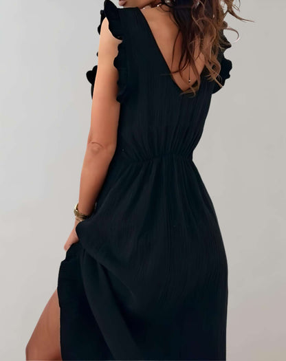 Långklänning Dam Djup Urringning Andningsbart Tyg-6