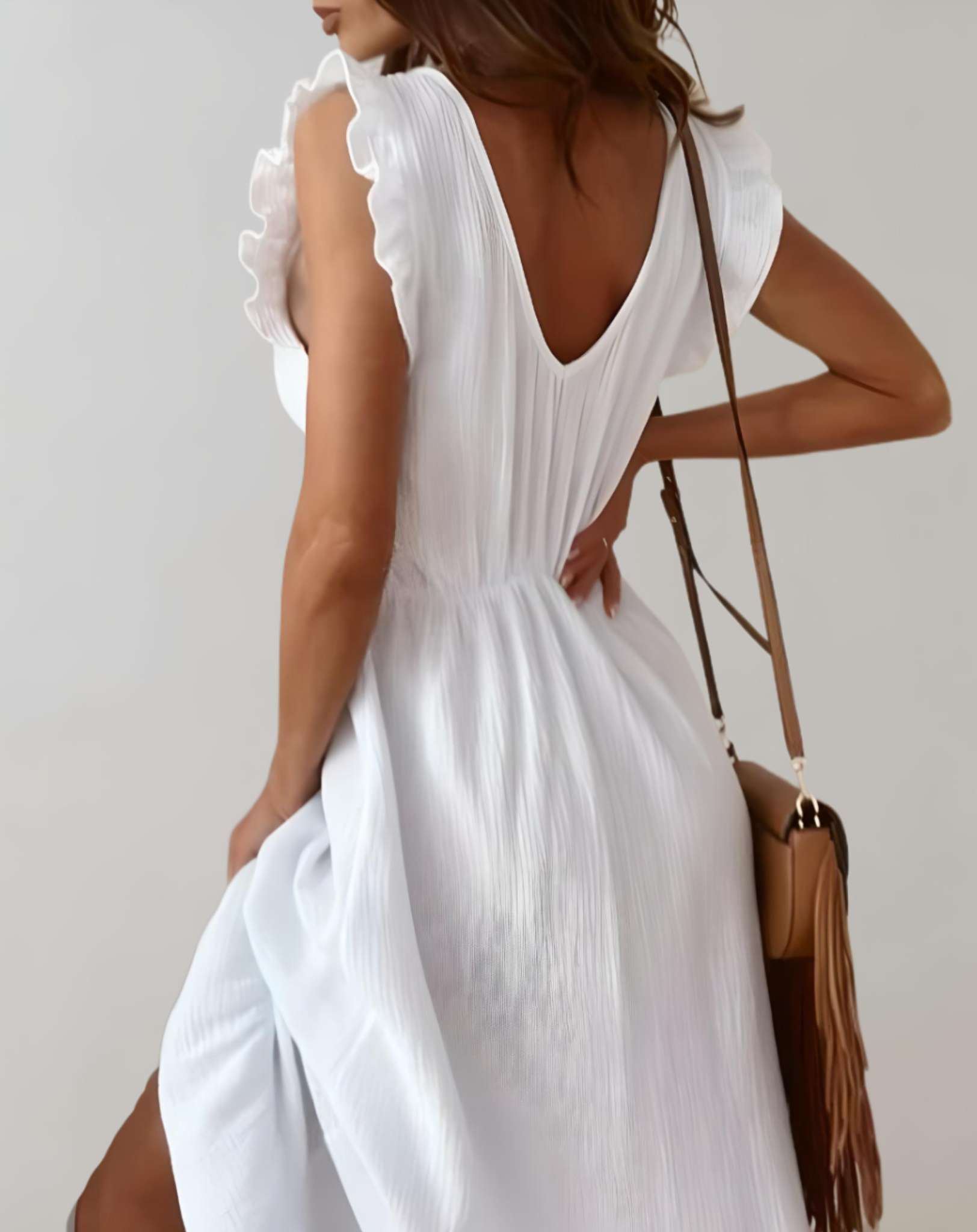 Långklänning Dam Djup Urringning Andningsbart Tyg-2