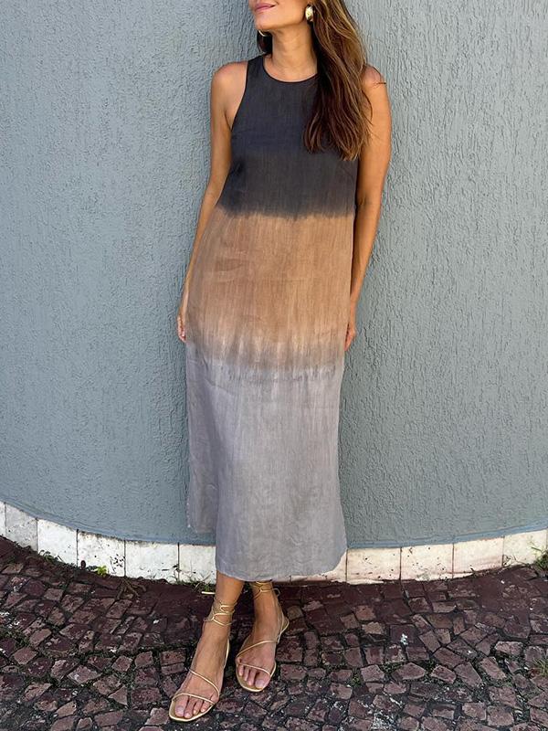 Variant image for Maxiklänning Dam Batiklook med Slitsar Lätt Material för Sommar-10