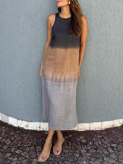 Variant image for Maxiklänning Dam Batiklook med Slitsar Lätt Material för Sommar-10