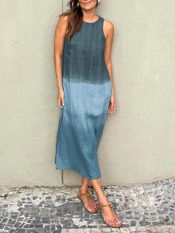 Variant image for Maxiklänning Dam Batiklook med Slitsar Lätt Material för Sommar-37