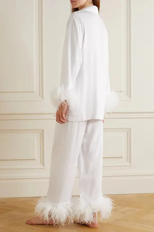 Dam Satin Nattkläder Set Bekväm Elegant Polyester Spandex-4