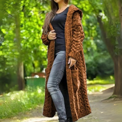 Vinterkappa Dam Ull Elegant Stil Mjuk Kappa för Kalla Dagar-1