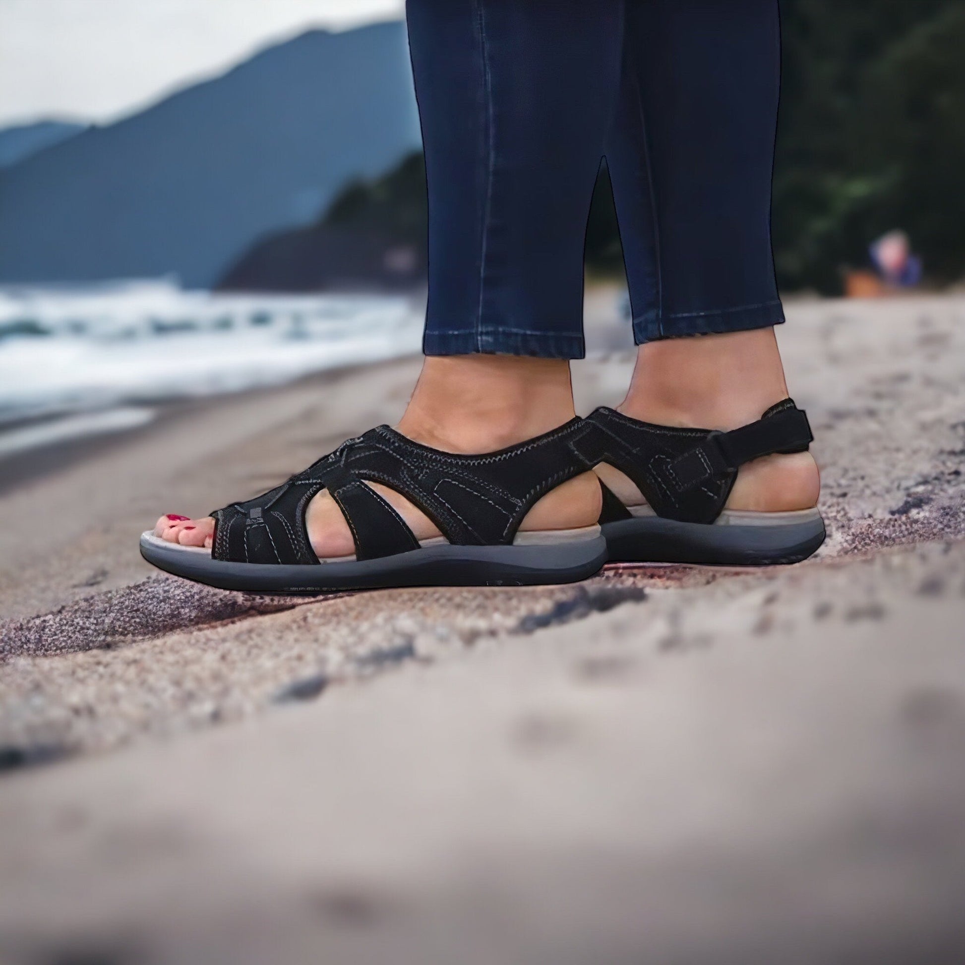Herr Sandaler Öppet Tåområde Justerbara Remmar Syntetmaterial Ergonomisk Fotbädd-3