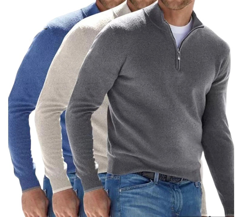 Herr Tröja Halv Zip Bomullsmix Elegant Komfortabel-2