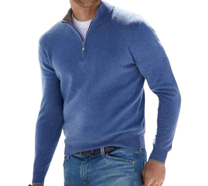 Herr Tröja Halv Zip Bomullsmix Elegant Komfortabel-5
