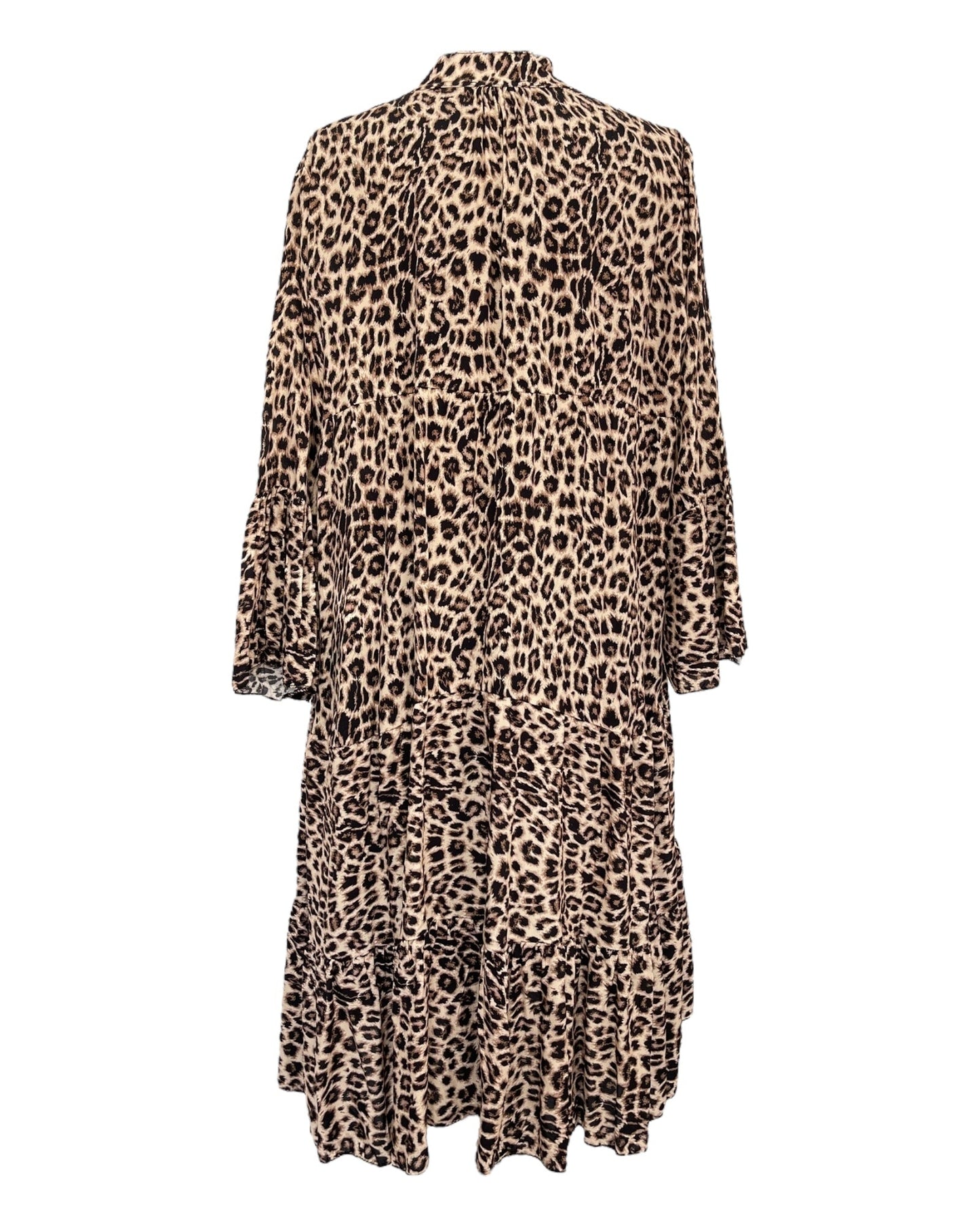 Dam Klänning Leo-tryck Mjuk Viskos Trendig Design-4