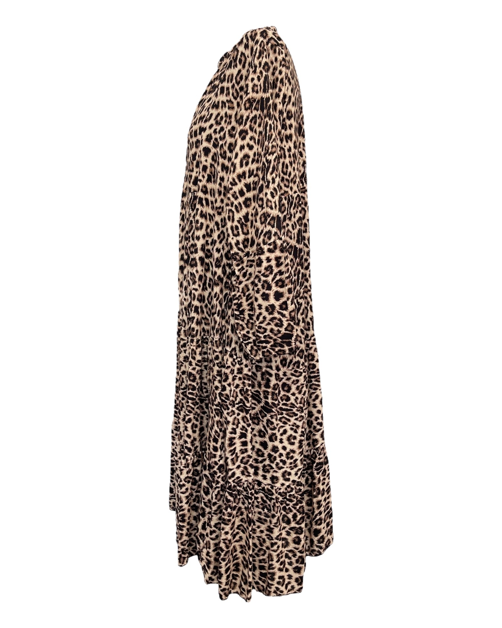 Dam Klänning Leo-tryck Mjuk Viskos Trendig Design-5