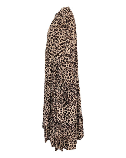 Dam Klänning Leo-tryck Mjuk Viskos Trendig Design-5