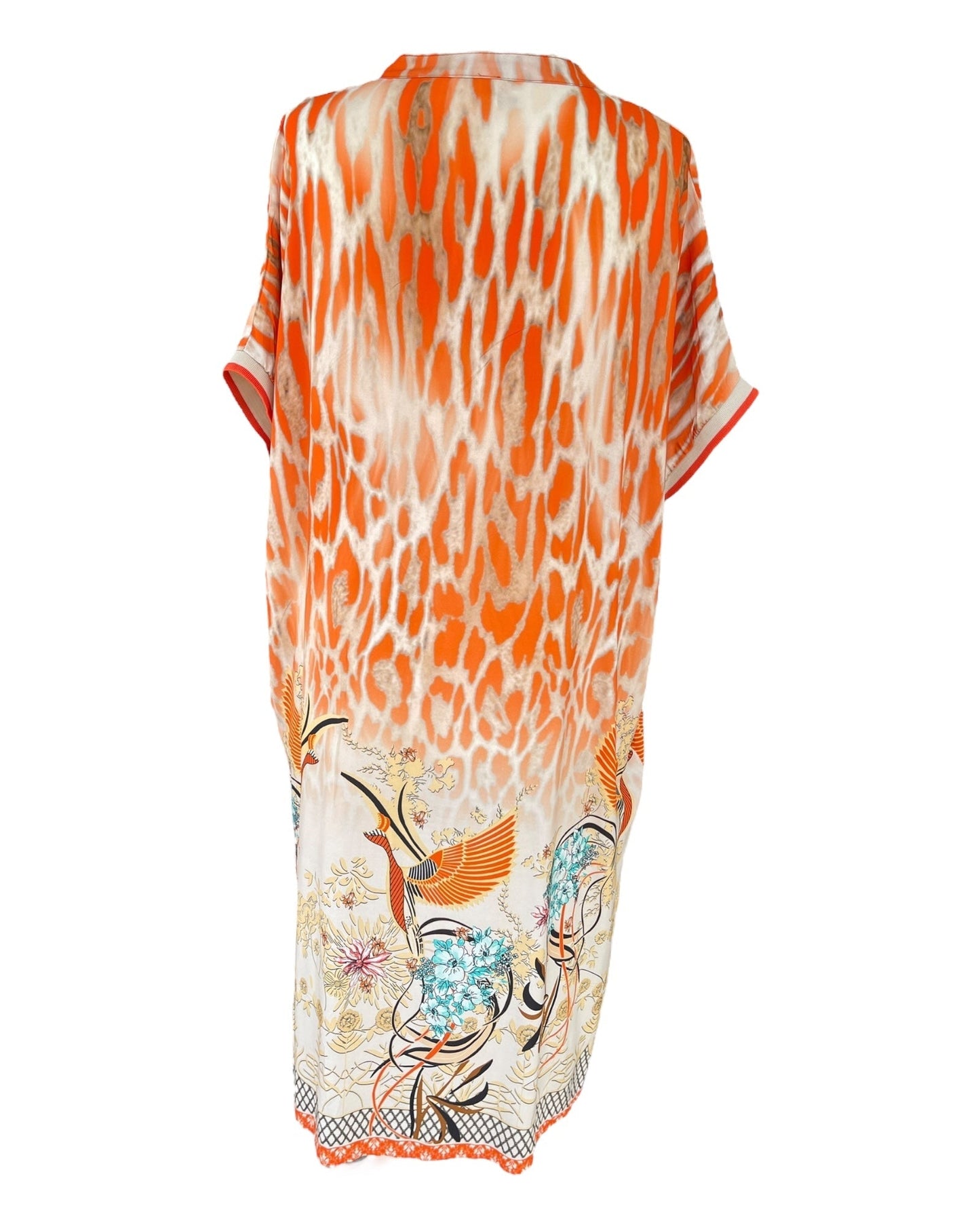 Fina Dam Klänningar V-hals Asiatiskt Tryck 100% Viskos-5