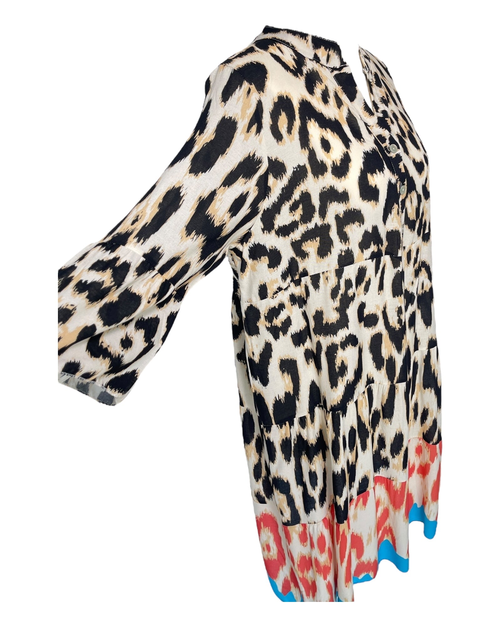 Damklänning V-ringning Leopardmönster Viskos Elegant 101 cm 3