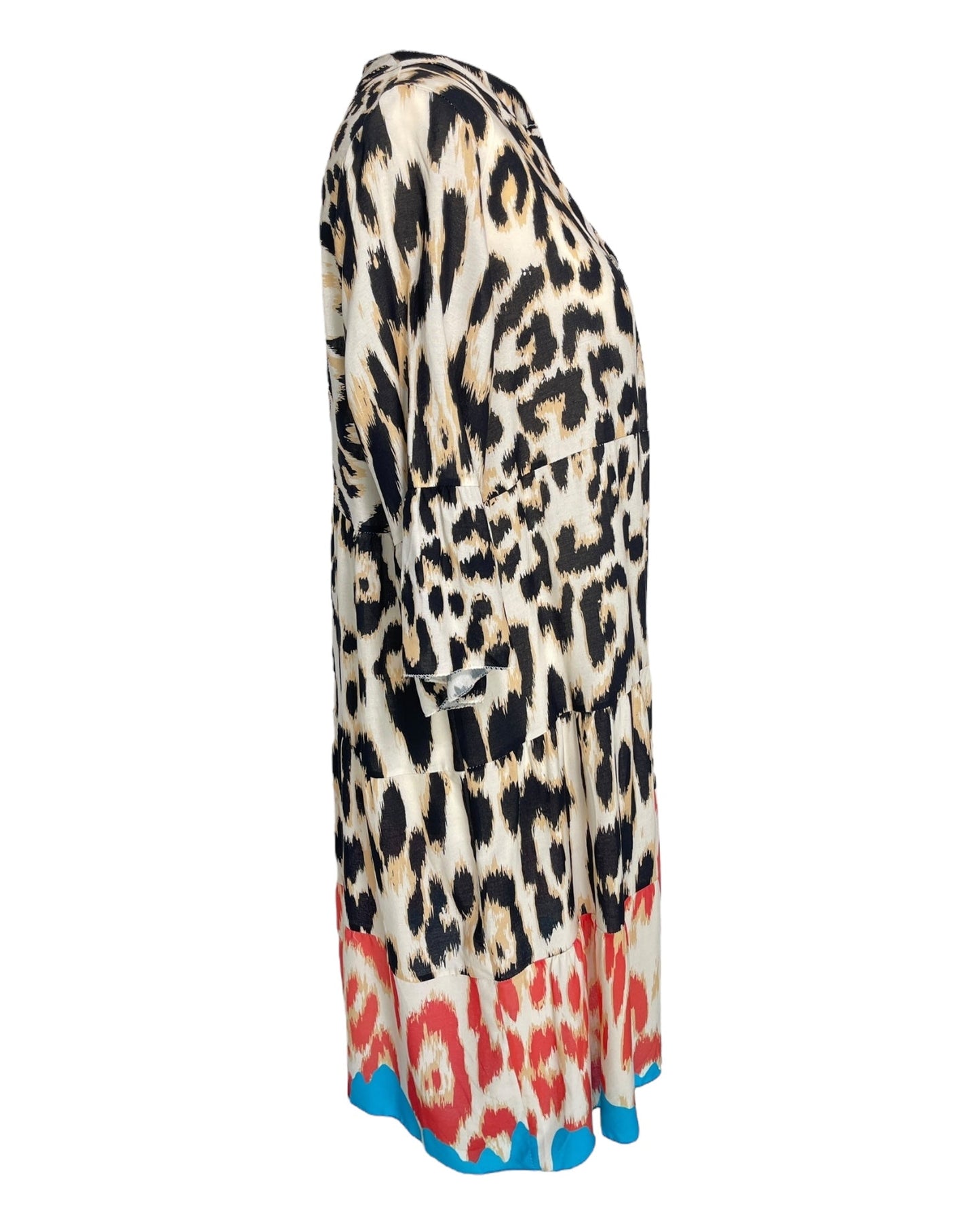 Damklänning V-ringning Leopardmönster Viskos Elegant 101 cm 4