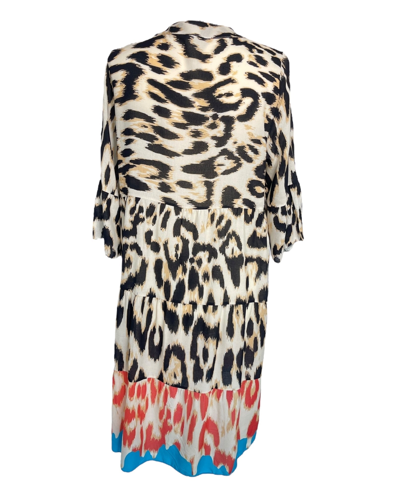 Damklänning V-ringning Leopardmönster Viskos Elegant 101 cm 5