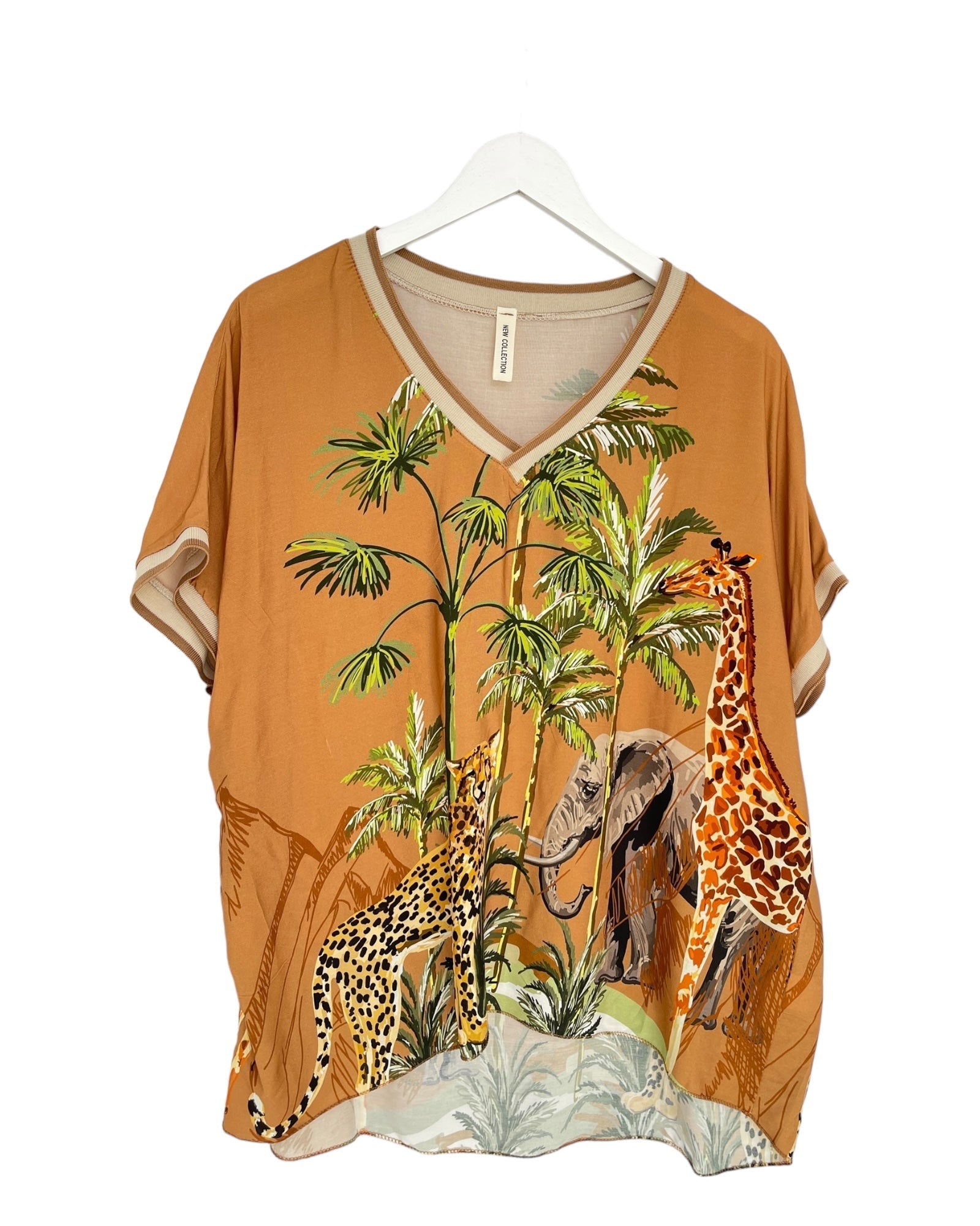 Dam Klänning Safari Print Viskos Elegant Silhuett-2