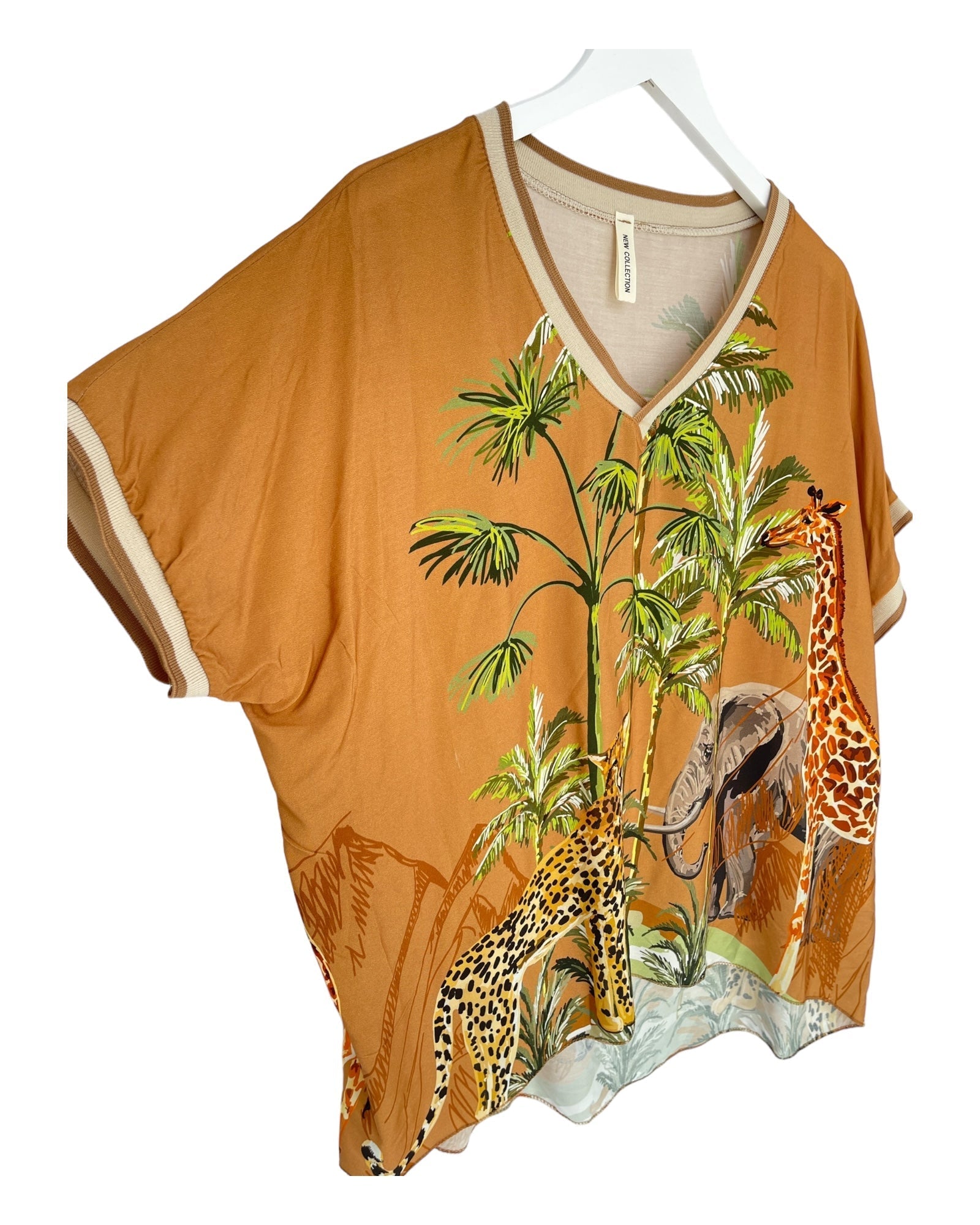 Dam Klänning Safari Print Viskos Elegant Silhuett-3