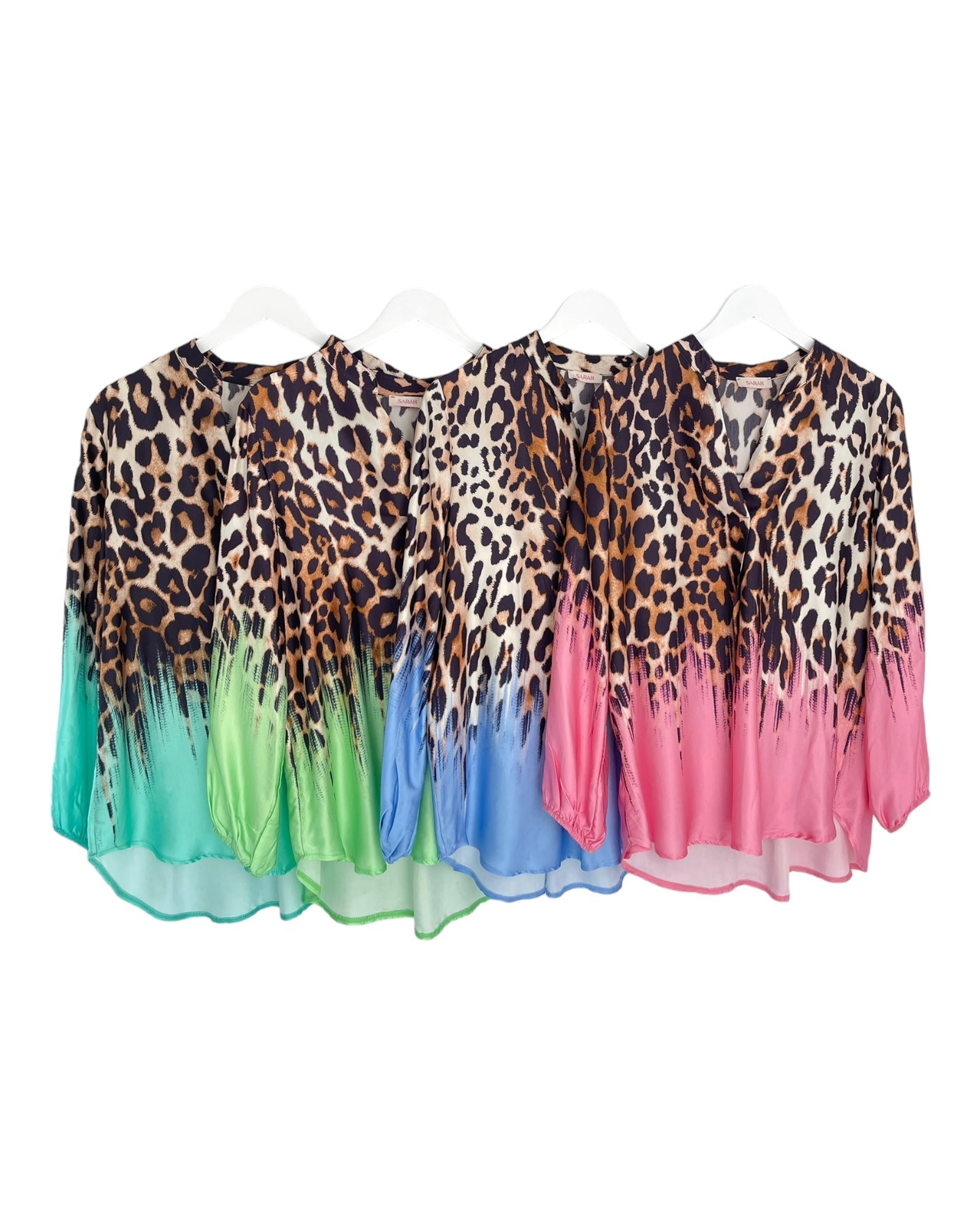 Dam Topp V-Neck Leo-tryck Viskos för Fest och Vardag-6