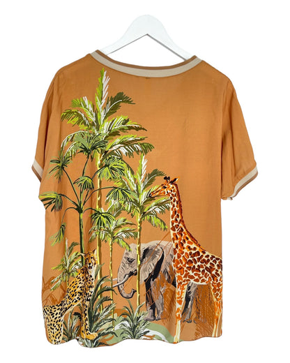 Dam Klänning Safari Print Viskos Elegant Silhuett-5