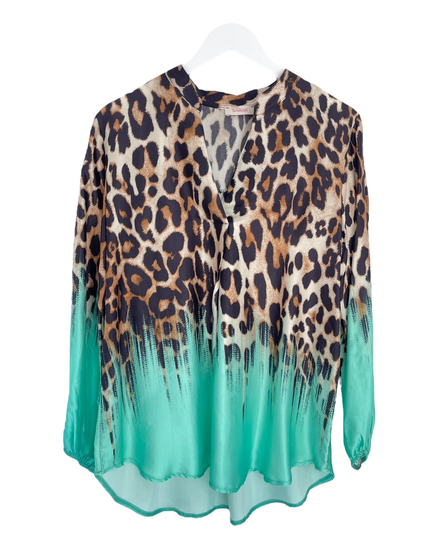 Dam Topp V-Neck Leo-tryck Viskos för Fest och Vardag-1