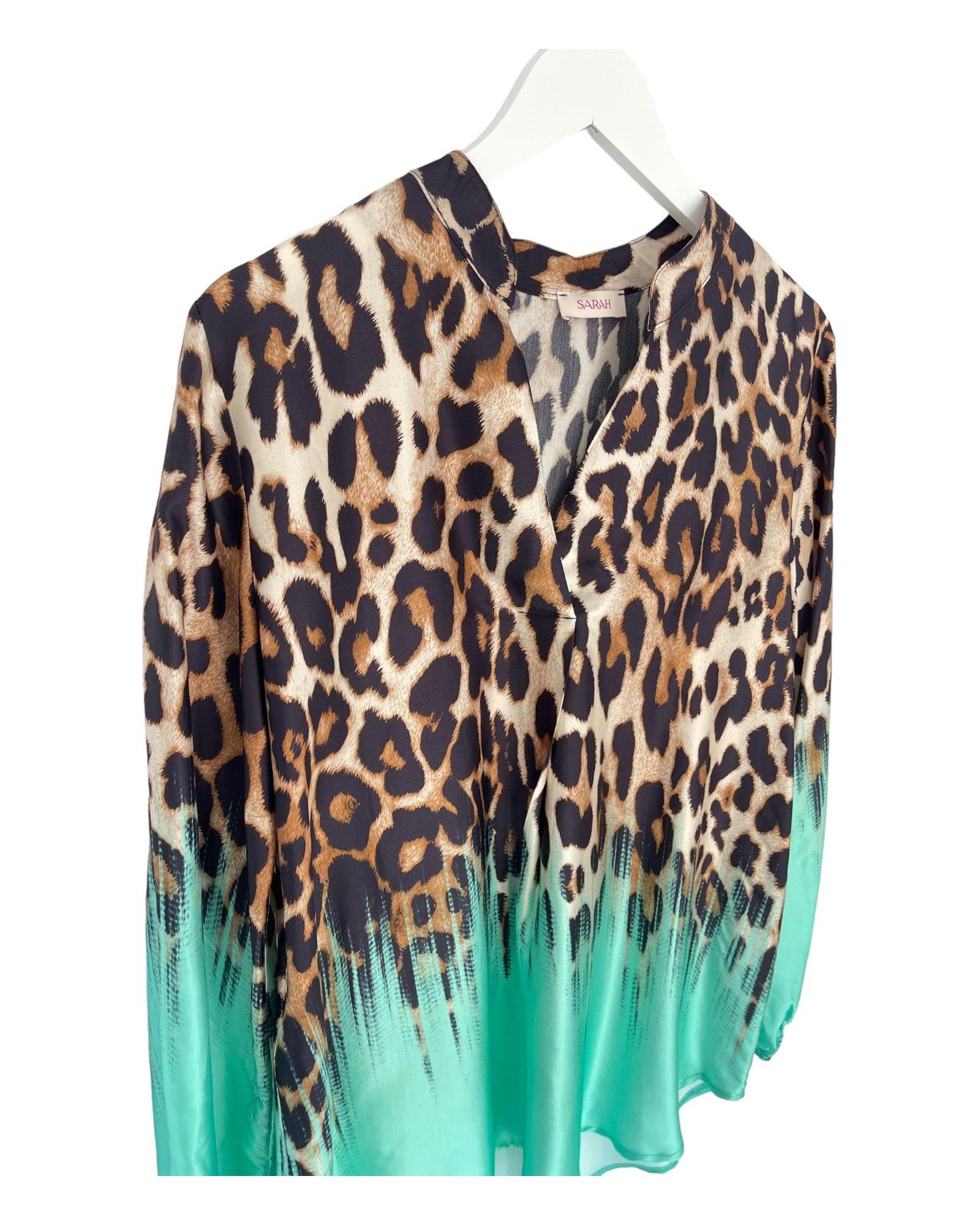 Dam Topp V-Neck Leo-tryck Viskos för Fest och Vardag-4